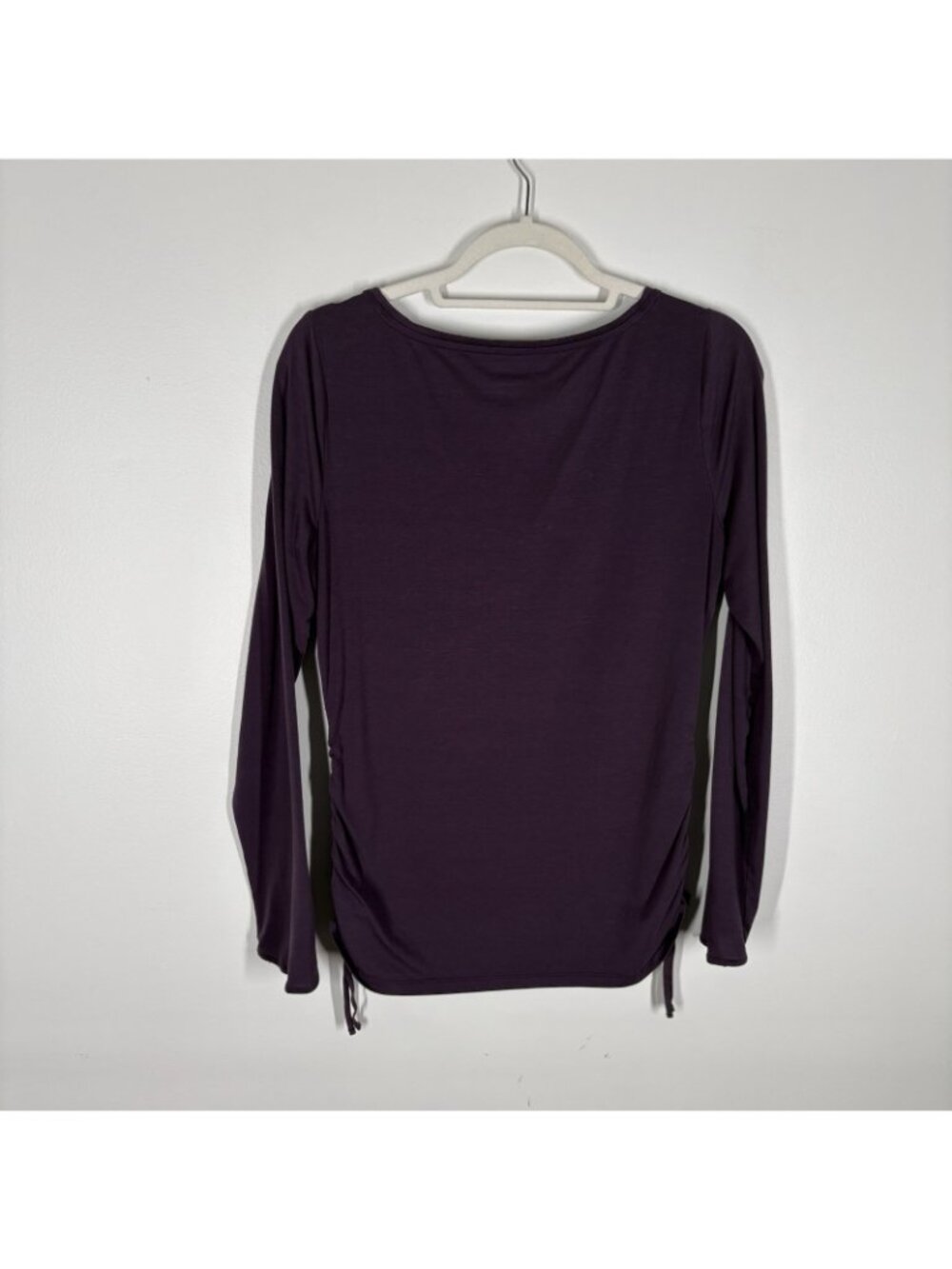 Athleta Women M Purple Encore Cinch Sides Long Sleeve Scoop Neck T-Shirt - Picture 12 of 12